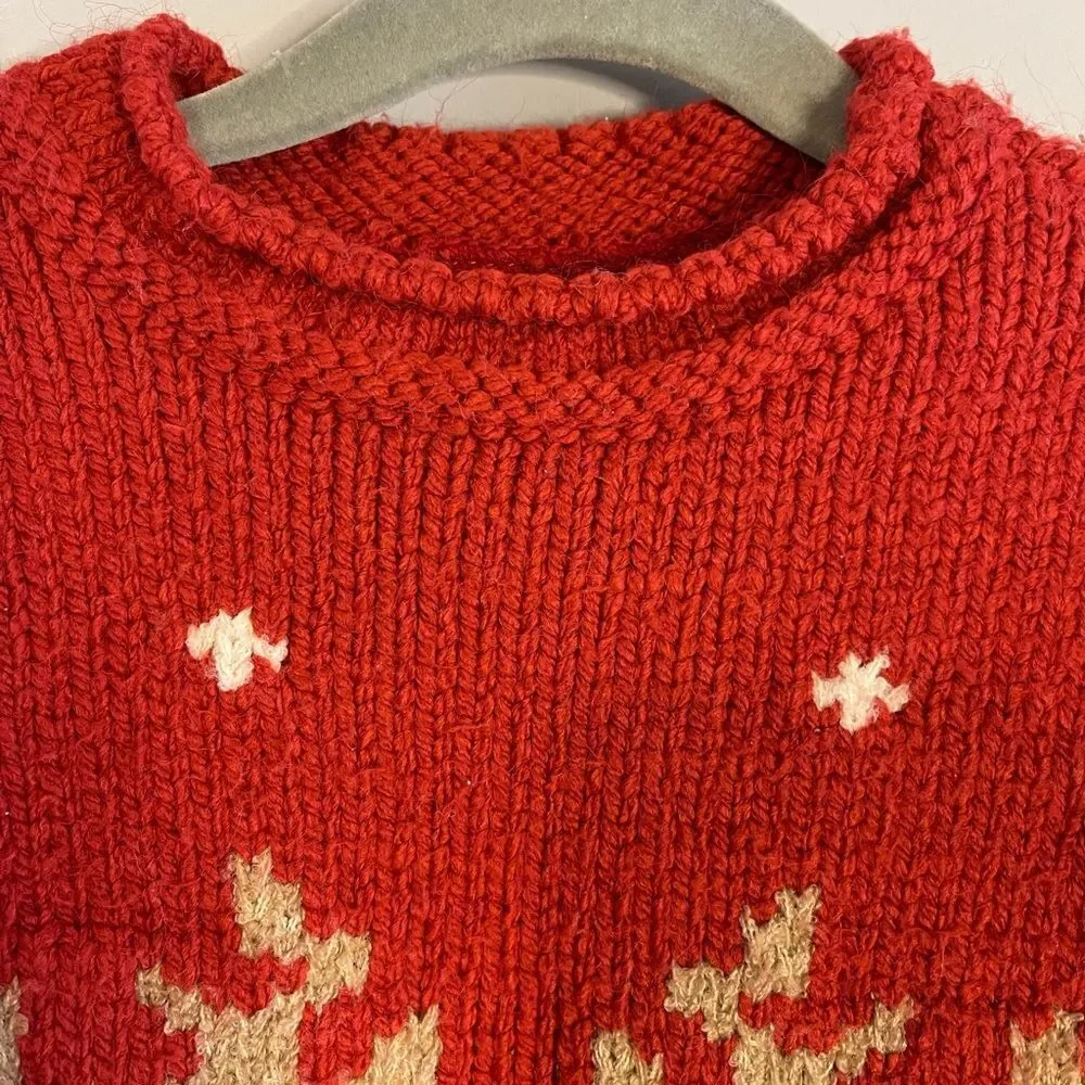 ZARA Toddler Reindeer Red Tan/Brown Sweater Winter Holiday | SZ 12-18 months